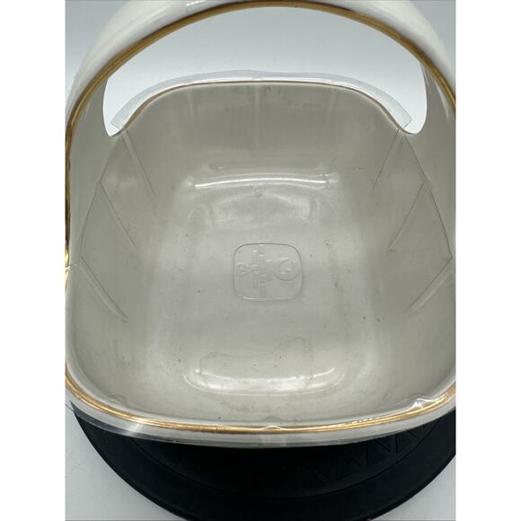 Teleflora Porcelain Basket Planter With Handle Pink Floral Design Plastic Liner - Picture 5 of 9